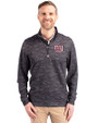 New York Giants Cutter & Buck Traverse Stretch Eco Camo Print Quarter Zip Mens Pullover Black Front