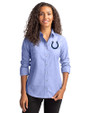 Indianapolis Colts Cutter & Buck Stretch Oxford Womens Long Sleeve Dress Shirt French Blue Front