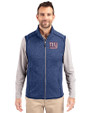New York Giants Cutter & Buck Mainsail Sweater-Knit Mens Full Zip Vest Tour Blue Heather Front