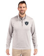 Las Vegas Raiders Cutter & Buck Stealth Heathered Mens Big and Tall  Quarter Zip Pullover Polished Medium Gray Front