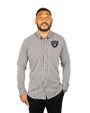 Las Vegas Raiders Cutter & Buck Versatech Multi Check Stretch Mens Big and Tall Long Sleeve Dress Shirt Black Front