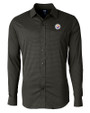 Pittsburgh Steelers Cutter & Buck Versatech Geo Dobby Stretch Mens Long Sleeve Dress Shirt Black Mannequin