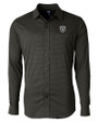 Las Vegas Raiders Cutter & Buck Versatech Geo Dobby Stretch Mens Long Sleeve Dress Shirt Black Mannequin