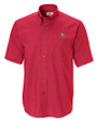 San Francisco 49ers Cutter & Buck Epic Easy Care Nailshead Mens Big and Tall Short Sleeve Dress Shirt Cardinal Red Mannequin
