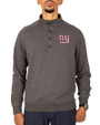 New York Giants Cutter & Buck Saturday Cotton Blend Mens Big and Tall  Mock Pullover Sweatshirt Charcoal Heather Front