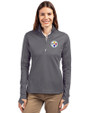 Pittsburgh Steelers Cutter & Buck Traverse Stretch Eco Quarter Zip Womens Pullover Elemental Grey Front