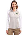 Green Bay Packers Cutter & Buck Forge Tonal Stripe Stretch Half Zip Womens Top White/Polished Front