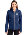 Indianapolis Colts Cutter & Buck Mainsail Sweater-Knit Womens Full Zip Hooded Jacket Tour Blue Heather Front