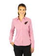 Arizona Cardinals Cutter & Buck Versatech Pinstripe Stretch Womens Long Sleeve Dress Shirt Red Front