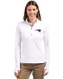 New England Patriots Cutter & Buck Traverse Stretch Eco Quarter Zip Womens Pullover White Front