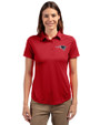 New England Patriots Cutter & Buck Prospect Eco Textured Stretch Recycled Womens Short Sleeve Polo Cardinal Red Front