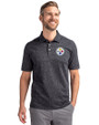 Pittsburgh Steelers Cutter & Buck Advantage Tri-Blend Space Dye Mens Big and Tall Polo Dark Black Front