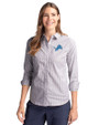 Detroit Lions Cutter & Buck Stretch Oxford Stripe Womens Long Sleeve Dress Shirt Charcoal Front