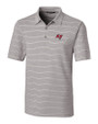 Tampa Bay Buccaneers Cutter & Buck Forge Epic Confidence Recycled Heathered Stripe Stretch Mens Polo Polished Medium Gray Mannequin