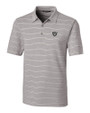 Las Vegas Raiders Cutter & Buck Forge Epic Confidence Recycled Heathered Stripe Stretch Mens Polo Polished Medium Gray Mannequin