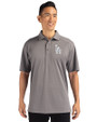 Los Angeles Dodgers Cutter & Buck Genre Textured Solid Mens Polo Elemental Grey Front
