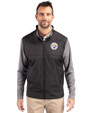 Pittsburgh Steelers Cutter & Buck Stealth Recycled Hybrid Quilted Mens Windbreaker Jacket Black Front