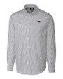 New England Patriots Cutter & Buck Stretch Oxford Stripe Mens Big and Tall Long Sleeve Dress Shirt Charcoal Mannequin