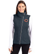 Chicago Bears Cutter & Buck Mainsail Sweater Knit Womens Asymmetrical Vest Liberty Navy Heather Front