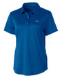 Los Angeles Chargers Cutter & Buck Prospect Eco Textured Stretch Recycled Womens Short Sleeve Polo Tour Blue Mannequin