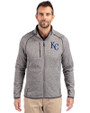 Kansas City Royals Cutter & Buck Mainsail Sweater-Knit Mens Big and Tall Full Zip Jacket Polished Heather Front