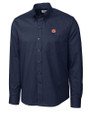 Auburn Tigers Cutter & Buck Epic Easy Care Nailshead Mens Long Sleeve Dress Shirt Navy Blue Mannequin