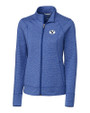 Brigham Young Cougars Cutter & Buck Shoreline Heathered Womens Full Zip Jacket Tour Blue Heather Mannequin