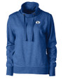Brigham Young Cougars Cutter & Buck Saturday Cotton Blend Womens Funnel Neck Sweatshirt Tour Blue Heather Mannequin