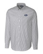 Brigham Young Cougars Cutter & Buck Stretch Oxford Stripe Mens Big and Tall Long Sleeve Dress Shirt Charcoal Mannequin
