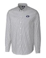 Brigham Young Cougars Cutter & Buck Stretch Oxford Stripe Mens Big and Tall Long Sleeve Dress Shirt Charcoal Mannequin