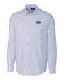 Brigham Young Cougars Cutter & Buck Stretch Oxford Stripe Mens Big and Tall Long Sleeve Dress Shirt French Blue Mannequin