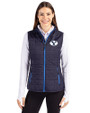 Brigham Young Cougars Cutter & Buck Rainier PrimaLoft® Womens Eco Insulated Full Zip Puffer Vest Dark Navy Front