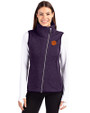 Clemson Tigers Cutter & Buck Mainsail Sweater Knit Womens Asymmetrical Vest College Purple Heather Front