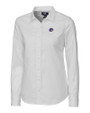 Boise State Broncos Cutter & Buck Stretch Oxford Womens Long Sleeve Dress Shirt White Mannequin