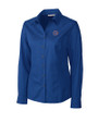 Boise State Broncos Cutter & Buck Epic Easy Care Fine Twill Womens Long Sleeve Dress Shirt French Blue Mannequin