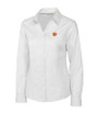 Clemson Tigers Cutter & Buck Epic Easy Care Fine Twill Womens Long Sleeve Dress Shirt White Mannequin