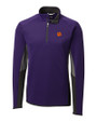 Clemson Tigers Cutter & Buck Traverse Colorblock Stretch Quarter Zip Mens Pullover College Purple Mannequin