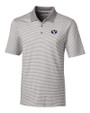 Brigham Young Cougars Cutter & Buck Forge Tonal Stripe Stretch Mens Polo Polished Medium Gray Mannequin