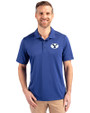 Brigham Young Cougars Cutter & Buck Prospect Eco Textured Stretch Recycled Mens Big & Tall Polo Tour Blue Front