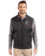 Cincinnati Bearcats Cutter & Buck Stealth Hybrid Quilted Mens Big and Tall Full Zip Windbreaker Jacket Black Front