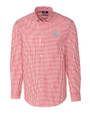 Washington State Cougars Cutter & Buck Easy Care Stretch Gingham Mens Long Sleeve Dress Shirt Cardinal Red Mannequin