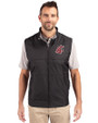 Washington State Cougars Cutter & Buck Stealth Hybrid Quilted Mens Big and Tall Windbreaker Vest Black Front