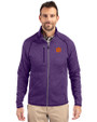 Clemson Tigers Cutter & Buck Mainsail Sweater-Knit Mens Full Zip Jacket College Purple Heather Front