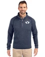 Brigham Young Cougars Cutter & Buck Mainsail Sweater-Knit Mens Half Zip Pullover Jacket Liberty Navy Heather Front