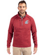 Washington State Cougars Cutter & Buck Mainsail Sweater-Knit Mens Half Zip Pullover Jacket Cardinal Red Heather Front