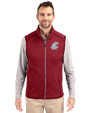 Washington State Cougars Cutter & Buck Mainsail Sweater-Knit Mens Full Zip Vest Cardinal Red Heather Front