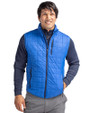 Front profile view of a man wearing a Royal Cutter & Buck Rainier PrimaLoft® Mens Eco Insulated Full Zip Puffer Vest
