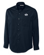Brigham Young Cougars Cutter & Buck Epic Easy Care Fine Twill Mens Long Sleeve Dress Shirt Navy Blue Mannequin