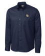Marquette Golden Eagles Cutter & Buck Epic Easy Care Nailshead Mens Long Sleeve Dress Shirt Navy Blue Mannequin