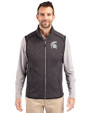 Michigan State Spartans Cutter & Buck Mainsail Sweater-Knit Mens Big and Tall Full Zip Vest Charcoal Heather Front